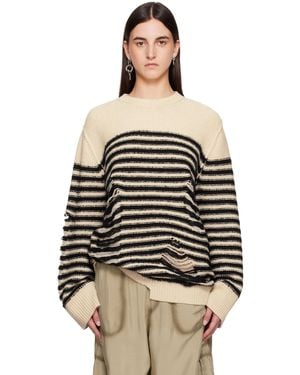 Acne Studios オフホワイト＆ブラック ボーダー セーター