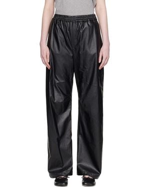 MM6 by Maison Margiela Light Wide-Leg Faux-Leather Trousers - Black