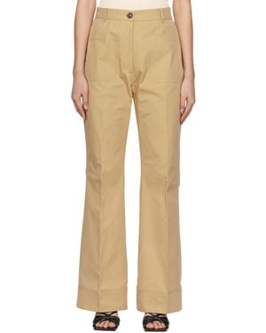 DRAE Cotton Patch Pocket Flared Pants - Natural