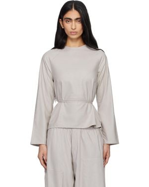 Baserange Taupe Long Sleeve Apron Top - White