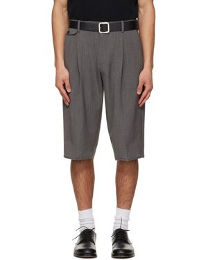 Tonywack Raw-Cut Wool Pleated Tailored Shorts - Black