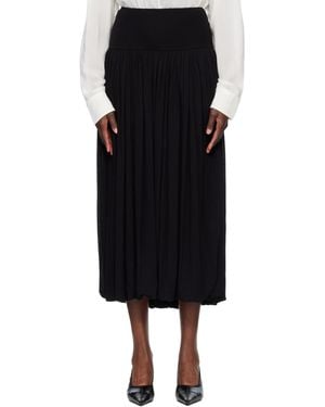 TOTEME Soft Gathered Midi Skirt - Black