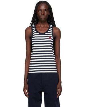 Ami Paris Navy & White Ami De Cœur Tank Top - Black