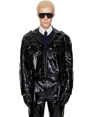 Ernest W. Baker Leather Military Bomber Jacket - Black