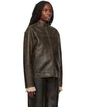Guess peplum leather jacket online