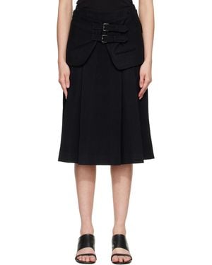 Tonywack Wool Double-Layered Midi Skirt - Black