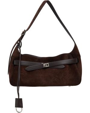 Balenciaga Petit Sac Bel Air Brun En Suède Ciré - Marron