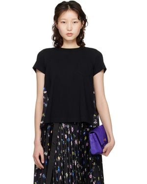 Sacai Floral Print T-Shirt - Black