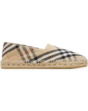 Burberry Espadrilles Mews Beiges À Carreaux - Noir
