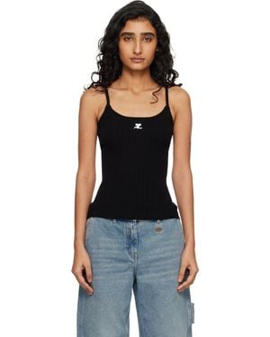 Courreges Reedition Rib Knit Tank Top - Black
