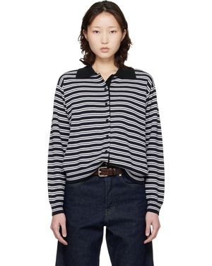 Cordera Merino Wool Polo Cardigan - Black