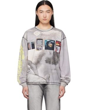 DIESEL All-Over Print & Patches Long-Sleeve T-Shirt - Grey