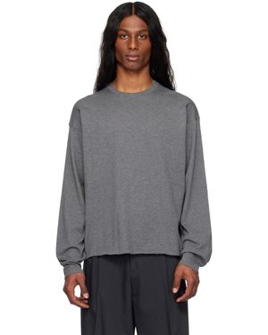 【関税込み】YLEVE グレー Gas Singeing コットン Tシャツ メンズ YLÈVE オフホワイト Gas Singeing コットン ニット T