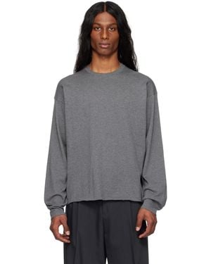 YLÈVE T-Shirt Gris En Coton Flambé Au Gaz