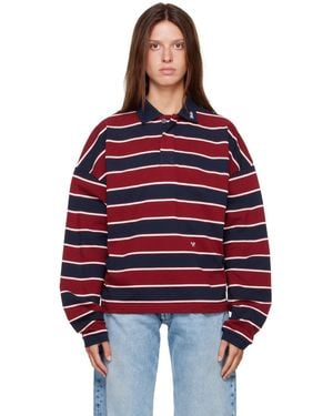 Rhude Burgundy & Fontaine Striped L/S Polo - Red