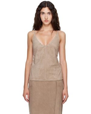 St. Agni Taupe Suede Low Back Tie Top - Brown