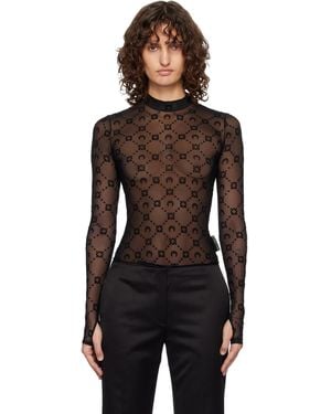 Marine Serre Moonogram Mesh Flock Second Skin Top - Black