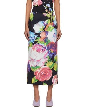 Moschino Printed Stretch Cotton Midi Skirt - Black