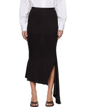 AARON ESH Jersey & Satin Fishtail Midi Skirt - Black