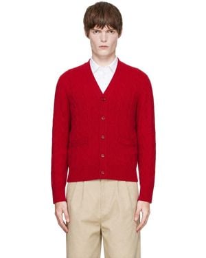 Ami Paris Cable Wool Cardigan - Red