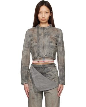 DIESEL Cropped Cotton-Hemp Satin Denim Jacket - Black