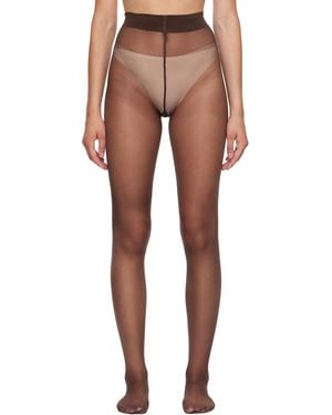 Wolford Collant Brun En Nylon 20 Deniers Satiné - Marron