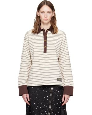 Ganni Stripe Polo - Grey