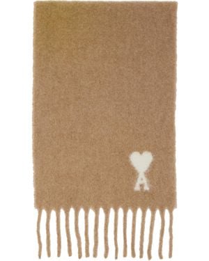 Ami Paris Alpaca Ami De Coeur Scarf - Brown
