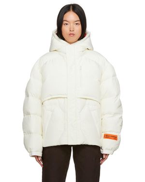 Heron Preston オフホワイト フード ダウンジャケット
