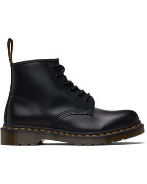 Dr. Martens Bottines 101 Noires En Cuir Lisse À Surpiqure Jaune