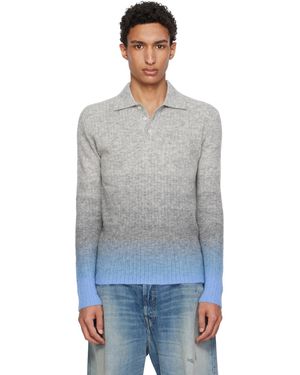 ERL Thin Gradient Knit Polo - Black