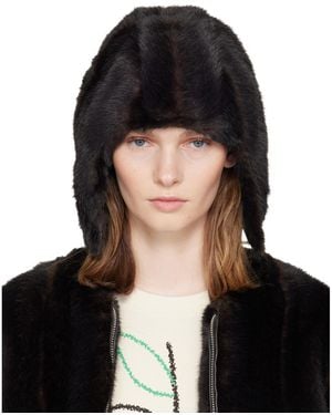 MM6 by Maison Margiela Faux Fur Aviator Hat - Black