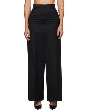 Pushbutton Pantalon Ample Noir À Coutures Extérieures Repliées