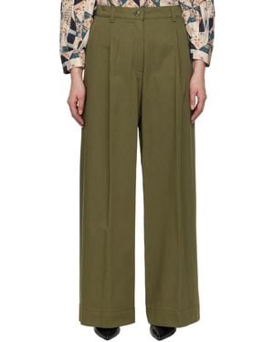 Weekend by Maxmara Khaki Nebbie Trousers - Green