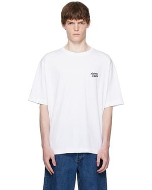 Maison Kitsuné T-Shirt Surdimensionné Blanc À Logos Calligraphiés