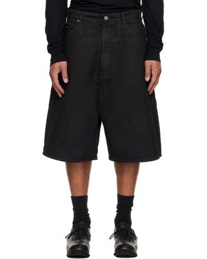 Det Blev Sent Waxed Denim Shorts - Black