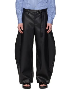 Sacai Belted Faux-Leather Trousers - Black