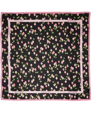 Marc Jacobs Foulard Noir Et Rose En Soie À Motif Fleuri