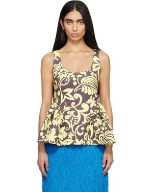 Dries Van Noten Taupe & Open Blouse - Blue
