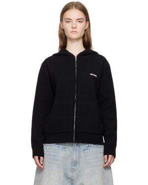 we11done Embroidered-Logo Hoodie - Black
