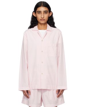 Tekla Poplin Long-Sleeved Pajama Shirt - Pink