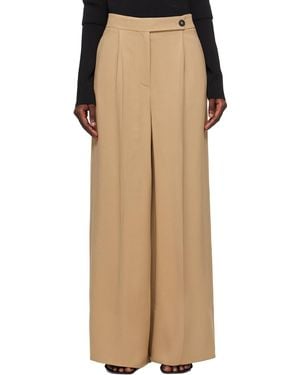 Ferragamo Beige Wide-leg Trousers - Natural