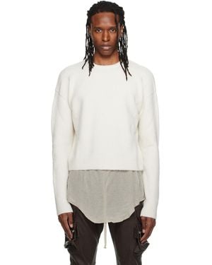 Rick Owens Off- Tower Round Neck Sweater - Natural