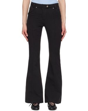 ★OPEN YY★ GATHERED BOOTCUT PANTS Khaki Gathered Bootcut Trousers by OPEN YY on Sale