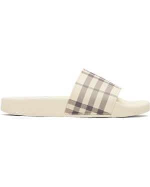 Burberry Sandales À Enfiler Beiges À Carreaux - Noir