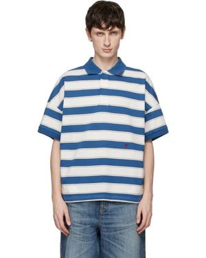 Rhude Off- Fontaine Striped Ss Polo - Blue