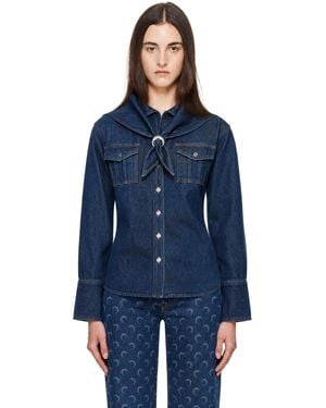 Marine Serre Denim Overshirt - Blue