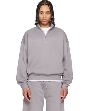 Skims Fleece Lounge Relaxed Quarter Zip Sweatshirt - Grey