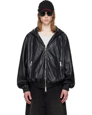 DSquared² Zipped Hoodie Faux-Leather Jacket - Black