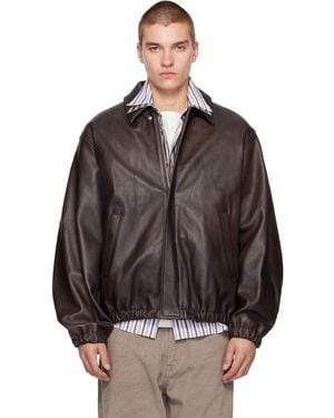 Ssstein Sheep Leather Zip Short Jacket - Brown